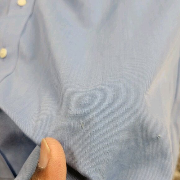 Brooks Brothers Dress Shirt Mens 15 34 Blue Button Up Regent French Cuff Flaw* - Picture 4 of 8